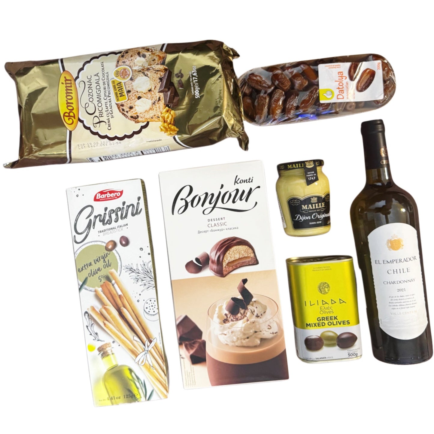 Coș Cadou Paște Fericit - Delicii Gourmet cu Cozonac, Vin Chardonnay și Praline Belgiene